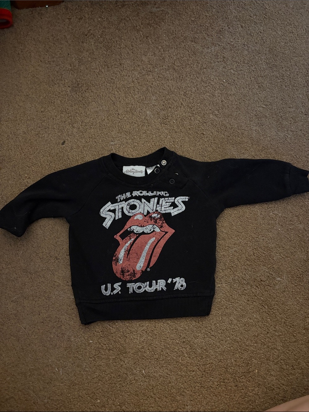the Rolling Stones Black Kids Sweatshirt with Red Tongue Graphic